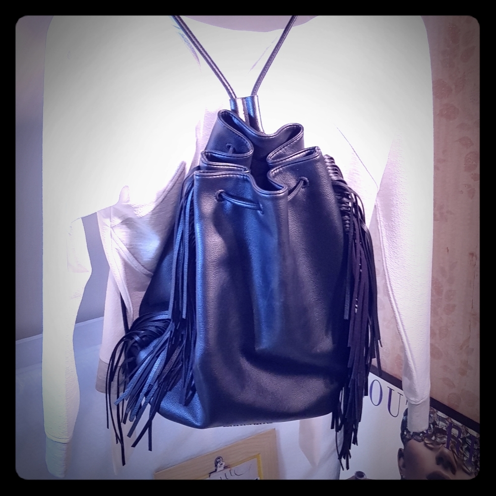Victoria's Secret Black Leather Bag/ Backpack